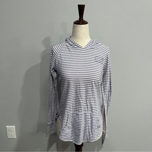 Vineyard Vines Girls Large Longsleeve Striped Navy and White Hoodie T Shirt 14